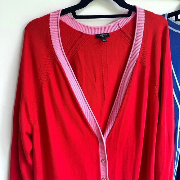 Set of Two Talbots Cardigan Sweaters Sz 2X Blue Pink Women's Plus - Picture 2 of 9
